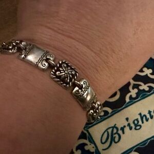 Brighton Silver Plated Square Rectangle Adjustable Link Toggle Bracelet